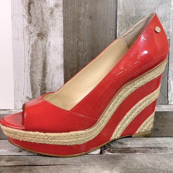 Calvin Klein Harlo Platform Peep Toe Wedges - Picture 1 of 9